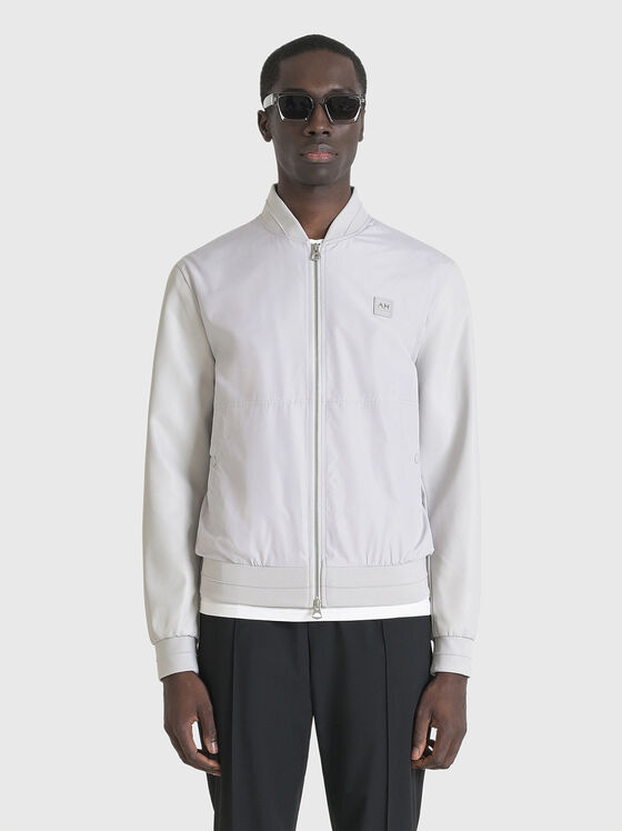 Бомбър яке с ръкави от еко кожа  - 1