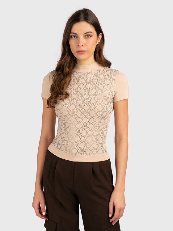 Памучна тениска с 4G лого кристали - 1