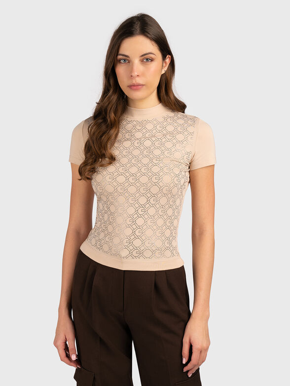 Cotton T-shirt with 4G logo rhinestones - 1