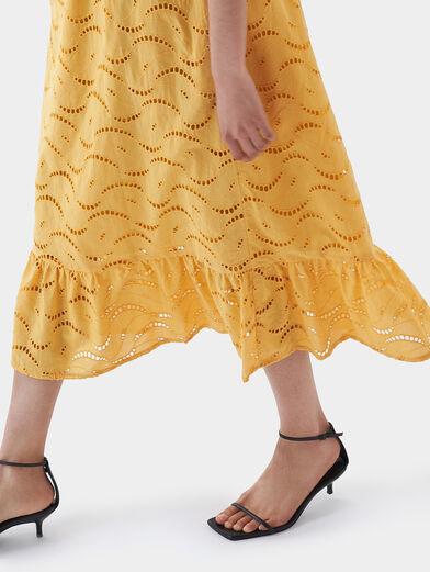 Dress in yellow color with English embroidery - 5