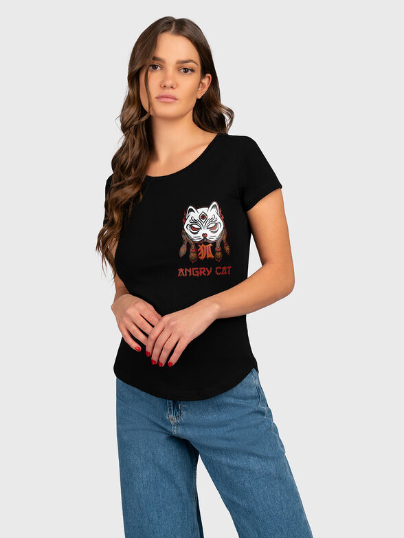 TSL 073 black T-shirt with print on the back - 1