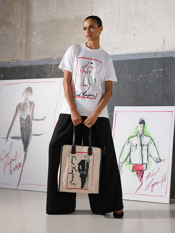 White T-shirt with artistic print - 2