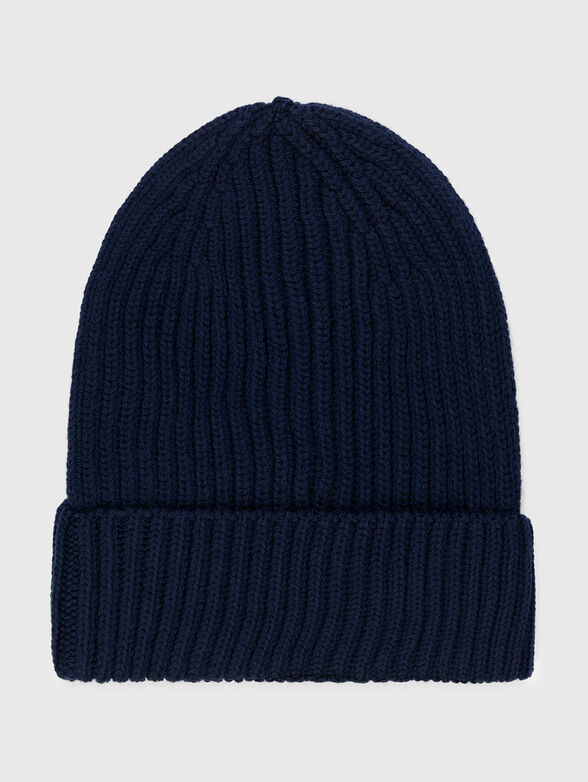 Knitted hat in dark blue color - 2
