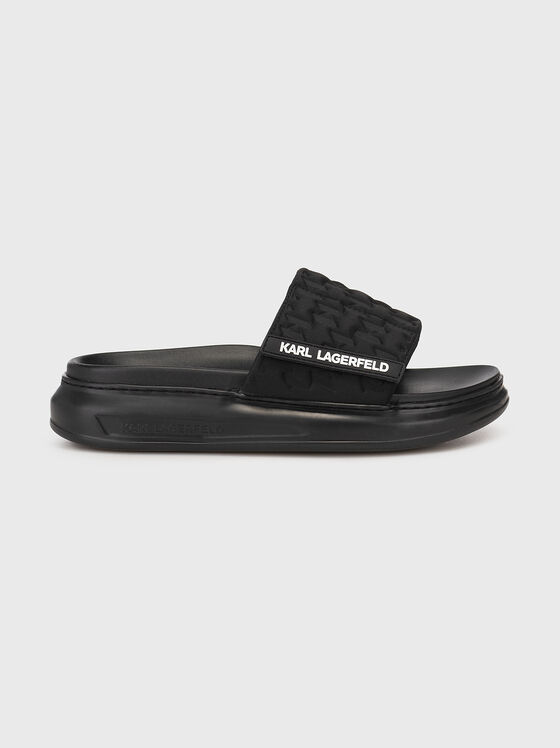 KAPRI black slippers with monogram logo accent - 1