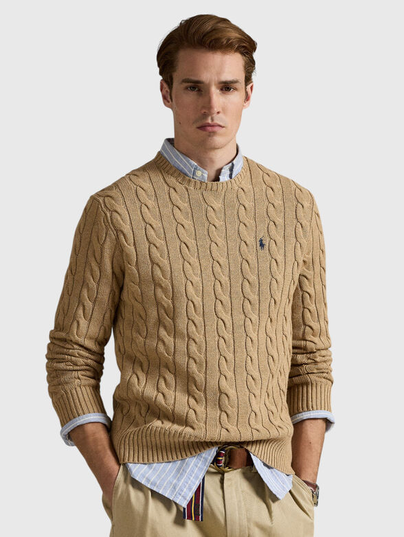 Sweater in beige with logo  - 1