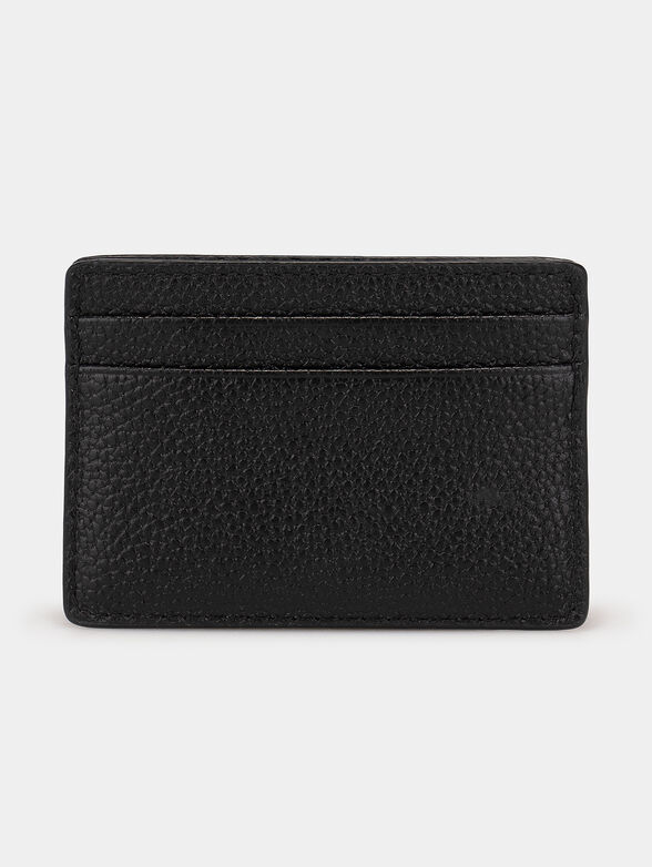 Leather cardholder with golden logo - 1