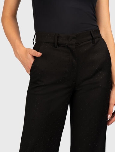 Trousers with high waist and rhinestones - 4