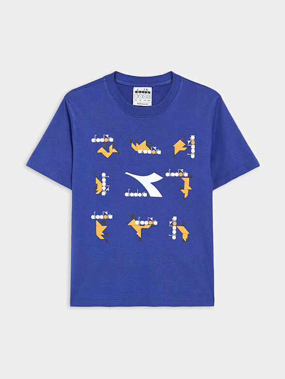 Cotton blue T-shirt with print  - 1