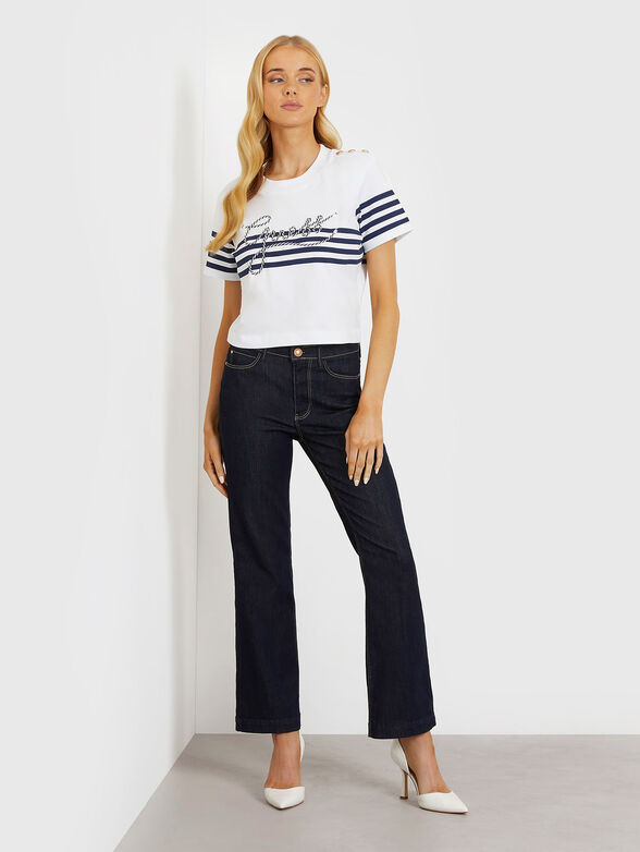 MARINA logo print stripe T-shirt - 2