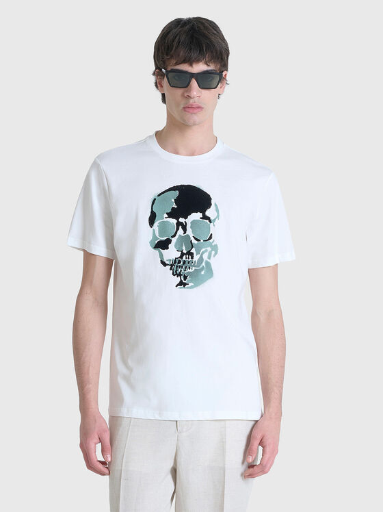 Cotton T-shirt with oval neckline - 1