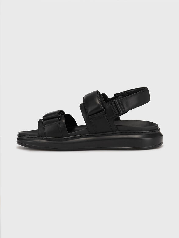 KAPRI MENS black leather sandals with logo - 4