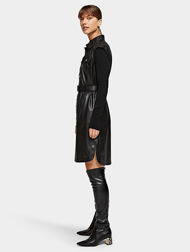 Faux leather dress in black color - 4