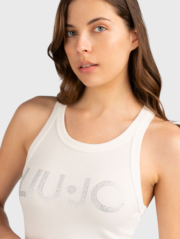 Black top with logo and gemstones - 4