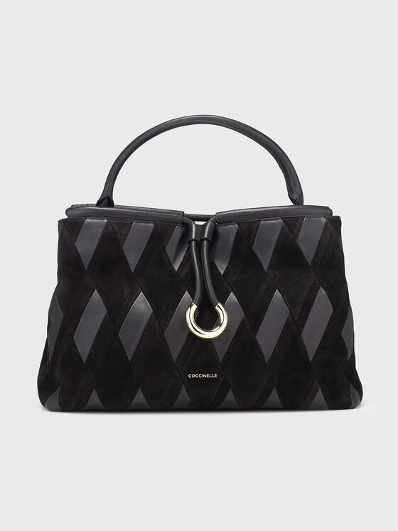 Чанта от кожа и велур с лого - 1