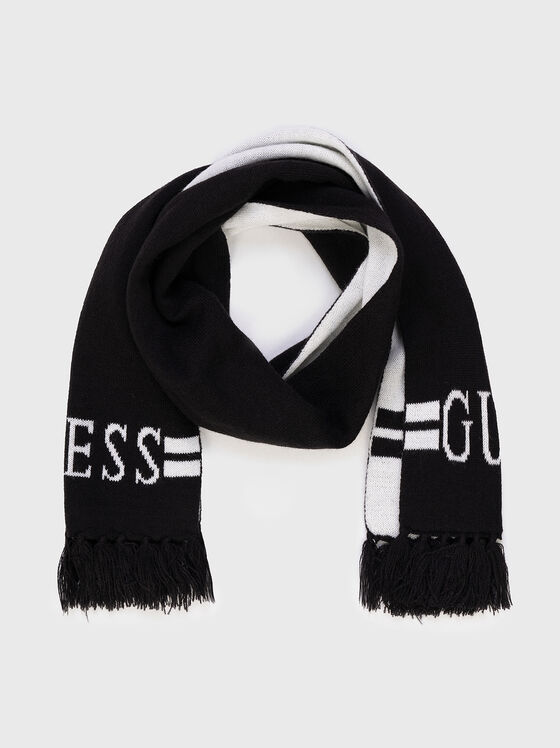 Black scarf with logo inscription - 1