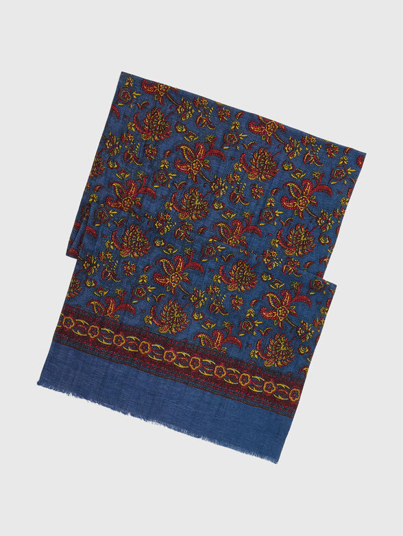 Linen-blend scarf with a floral pattern - 1