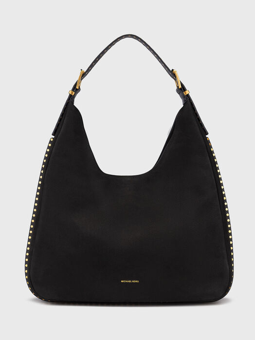 Suede hobo bag with logo