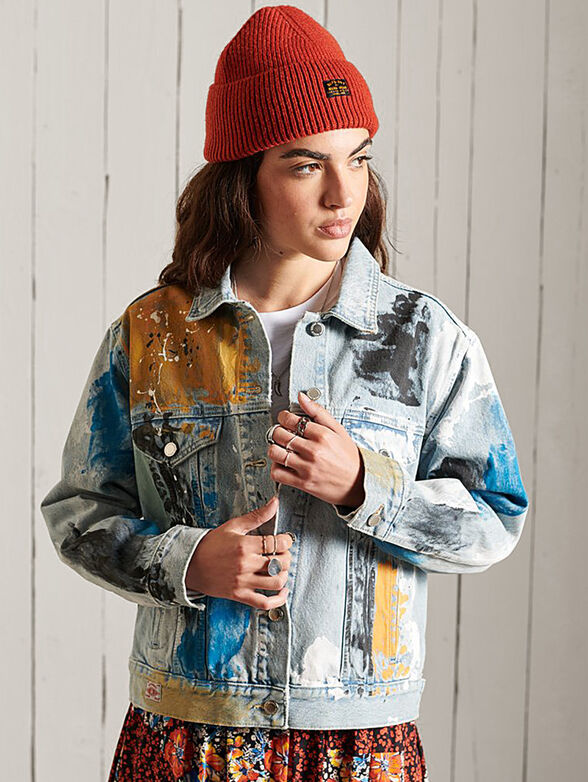Denim jacket with colorful print  - 1