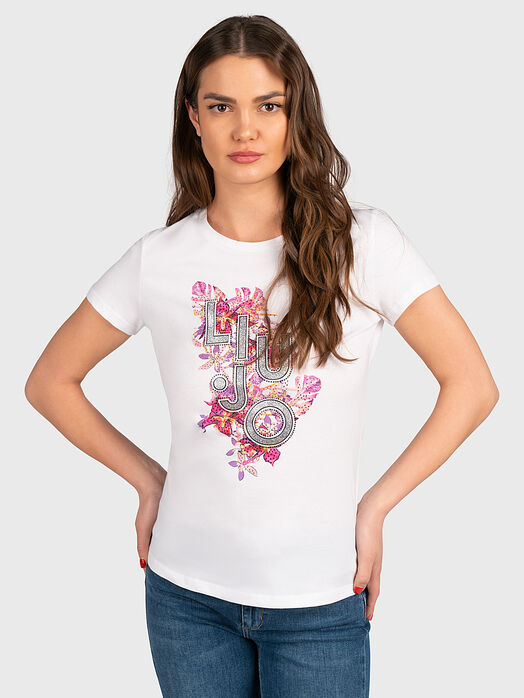 Cotton T-shirt with animal logo print