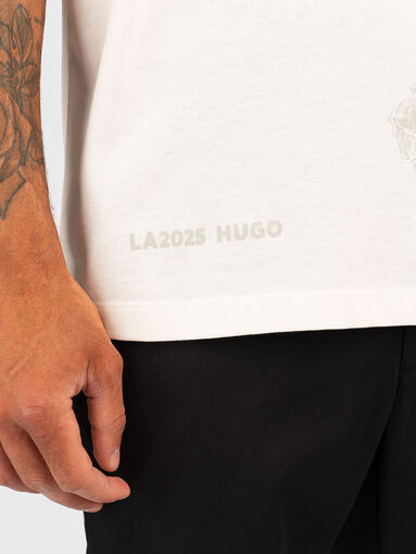 Round neck cotton T-shirt with print - 5