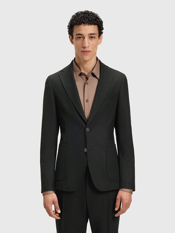 Black slim wool blend jacket - 1