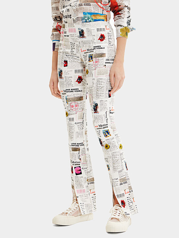 Trousers with contrasting print - 1