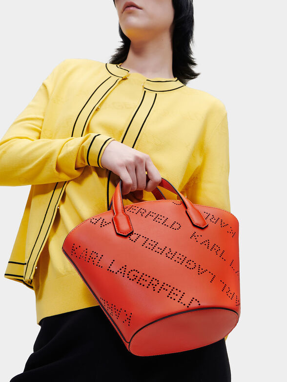 K/PUNCHED LOGO small tote bag in orange color - 2
