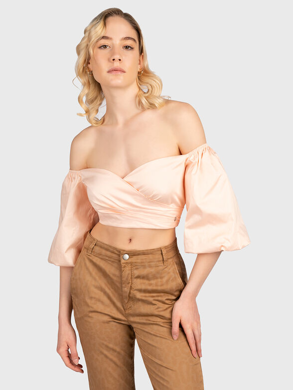 Black puff sleeve crop top - 1