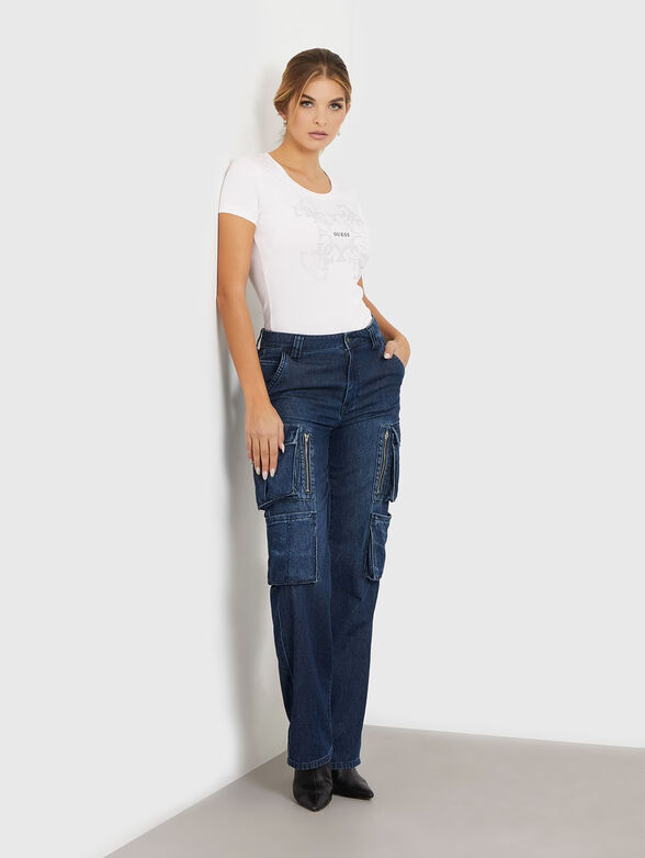 Crystal embellished T-shirt in black - 2