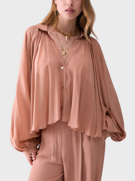 Shirt with wide sleeves and a V-neck - 1