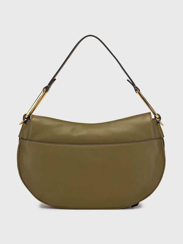 Beige leather shoulder bag with long textile handle - 3