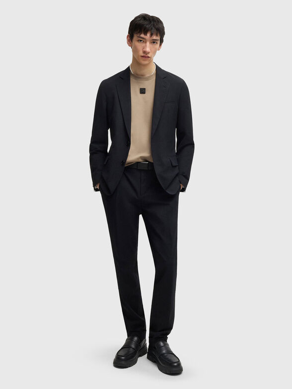 Cotton T-shirt with oval neckline in black - 2