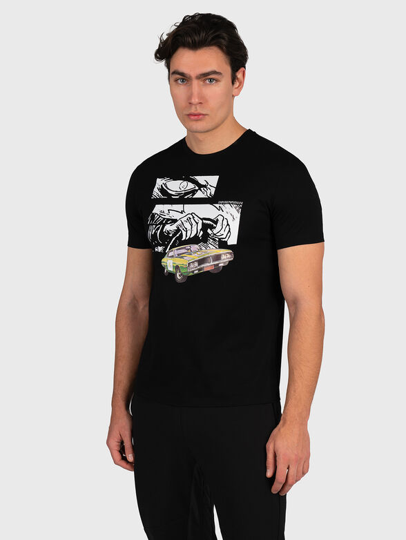 Black T-shirt with attractive pprint - 1