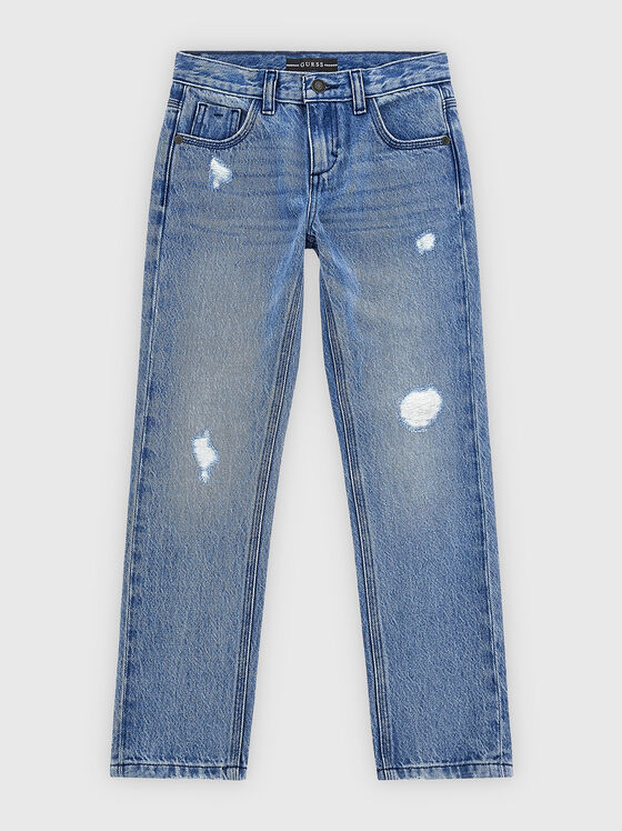 Straight cut jeans with accent rips  - 1