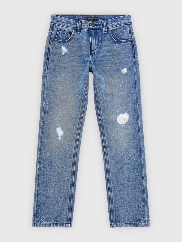 Straight cut jeans with accent rips  - 1
