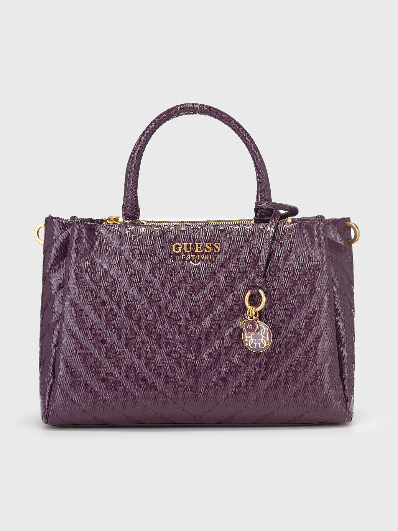 ショルダーバッグ・ポシェット Guess EDITAEDITA Quilted Charm Satchel Bag HP1A3A40 Guess Women's G Lux Denim Quilted Flap-Over Crossbody