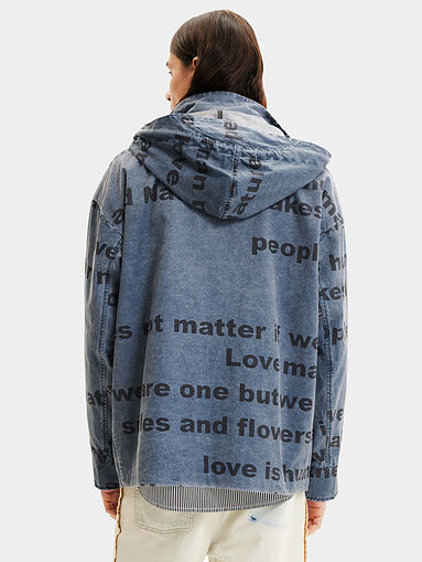 Denim jacket with monogram print - 3