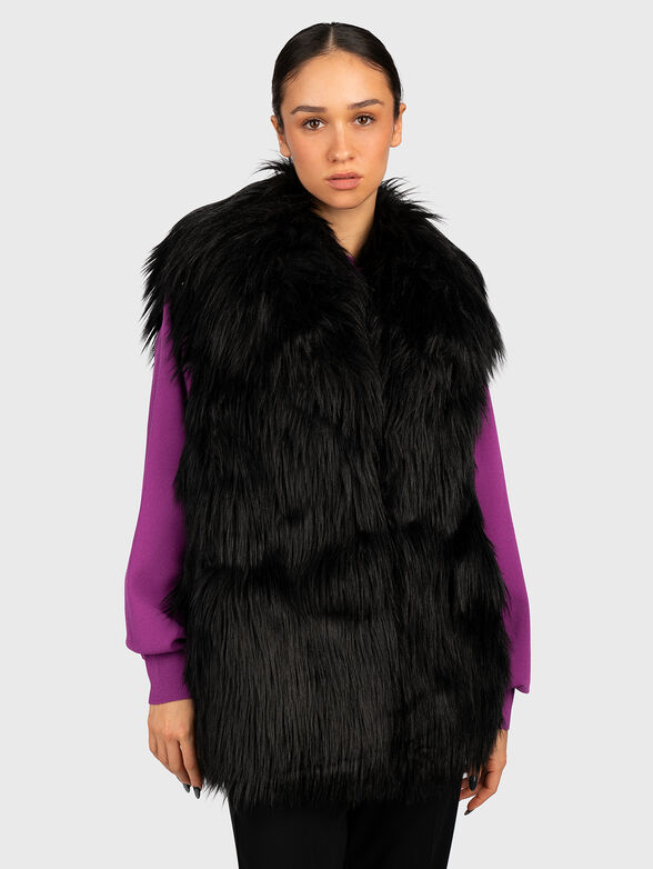 Black eco fur vest  - 1