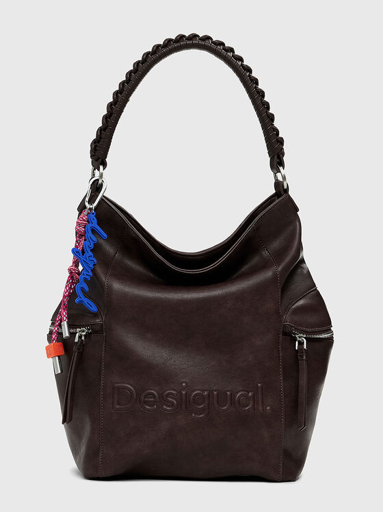 Faux leather large backpack with embossed logo - 1