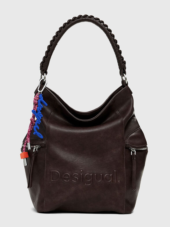 Faux leather large backpack with embossed logo - 1