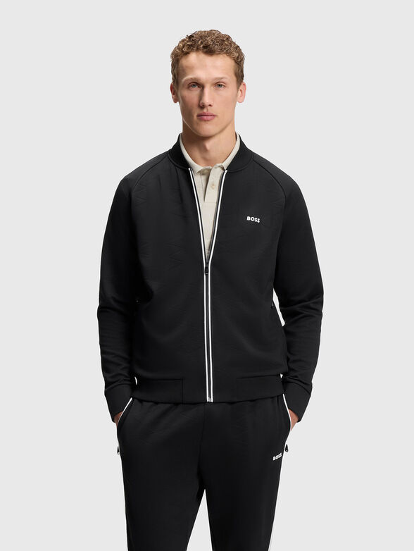 Zip-up sweatshirt with a contrasting logo - 1