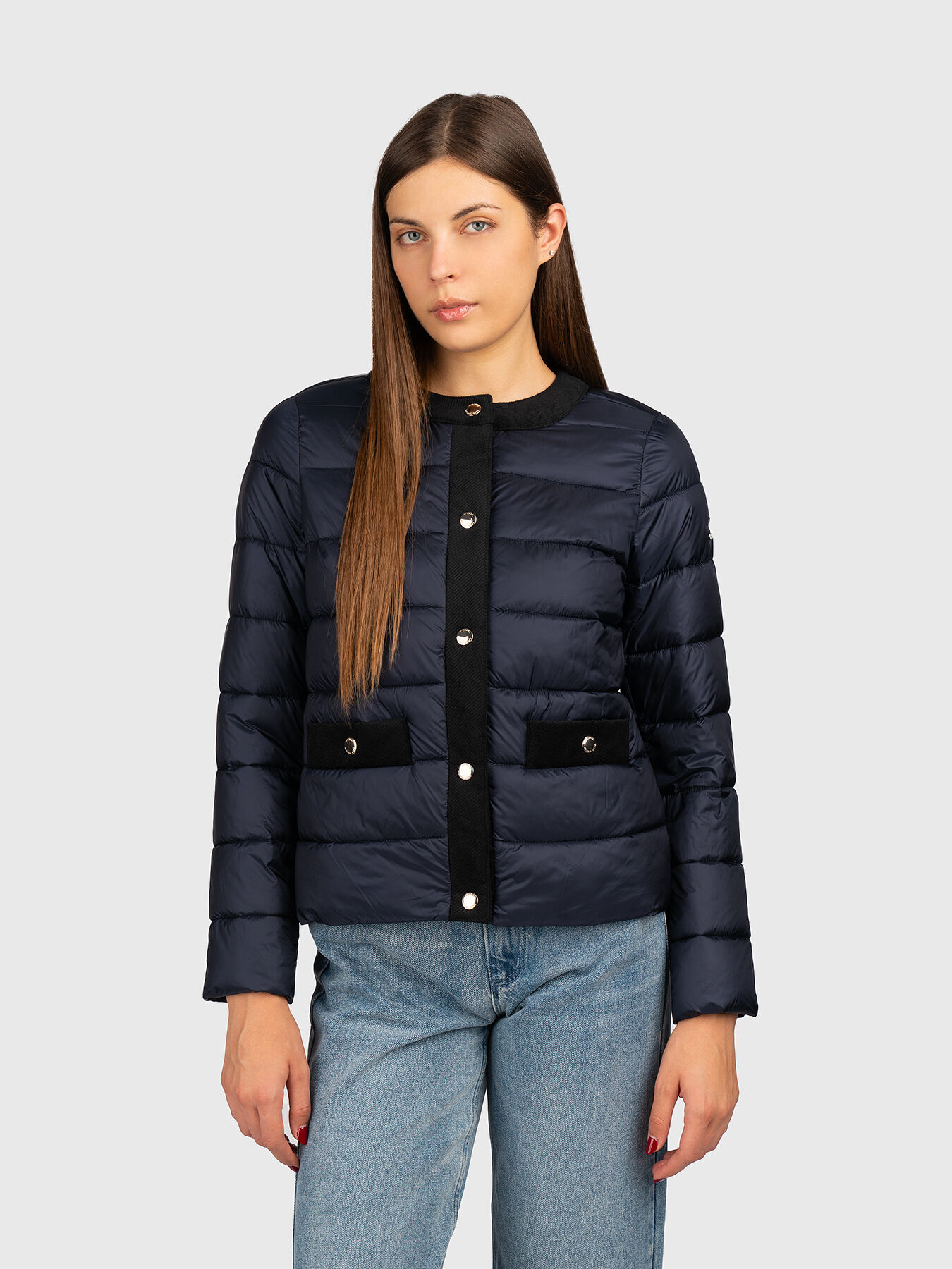 Navy blue quilted jacket brand MICHAEL KORS Globalbrandsstore en