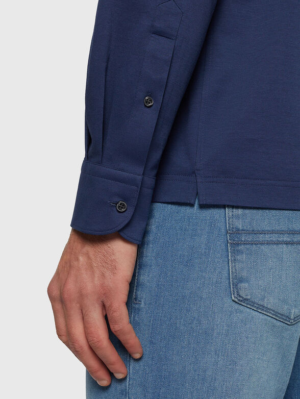 Dark blue polo shirt with buttons - 4
