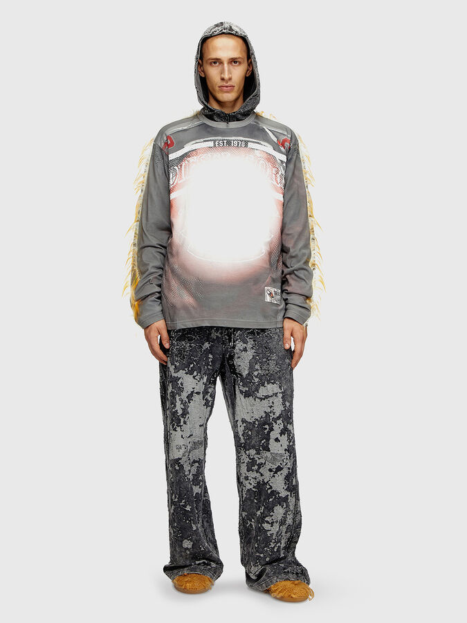 T-shirt Manches Longues Diesel T-CRANE-LS-L5 Blanc Homme Taille S
