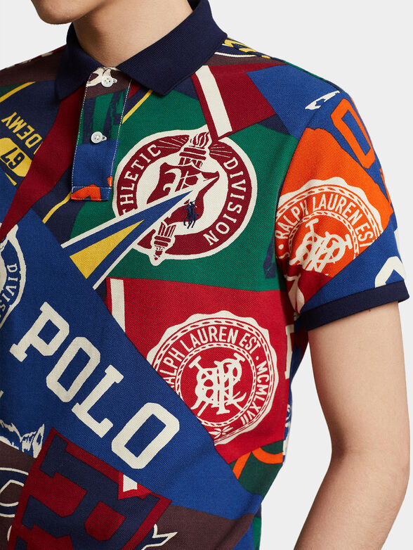 Cotton Polo-shirt with multicolour print - 4