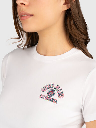 T-shirt with oval neckline and logo print - 4