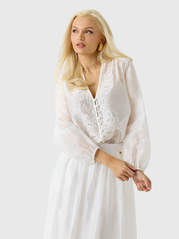 Linen blend shirt with embroidery - 1