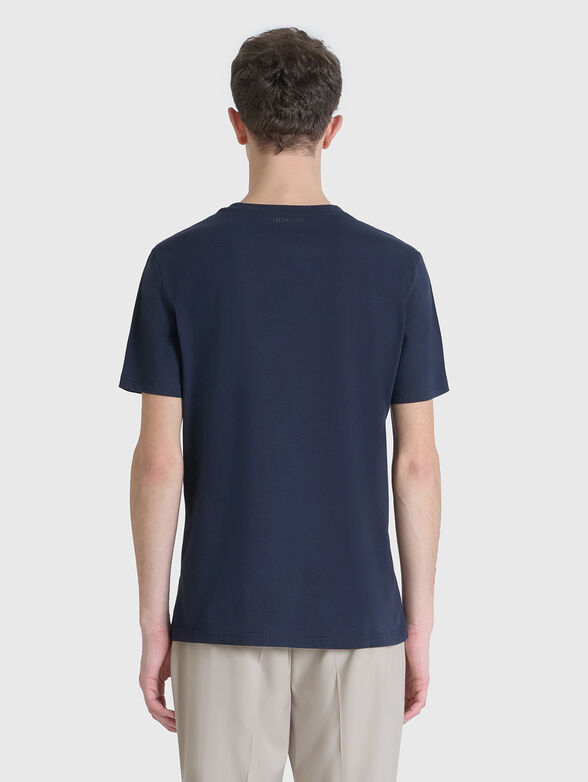 Cotton T-shirt with oval neckline and rubber detail - 2