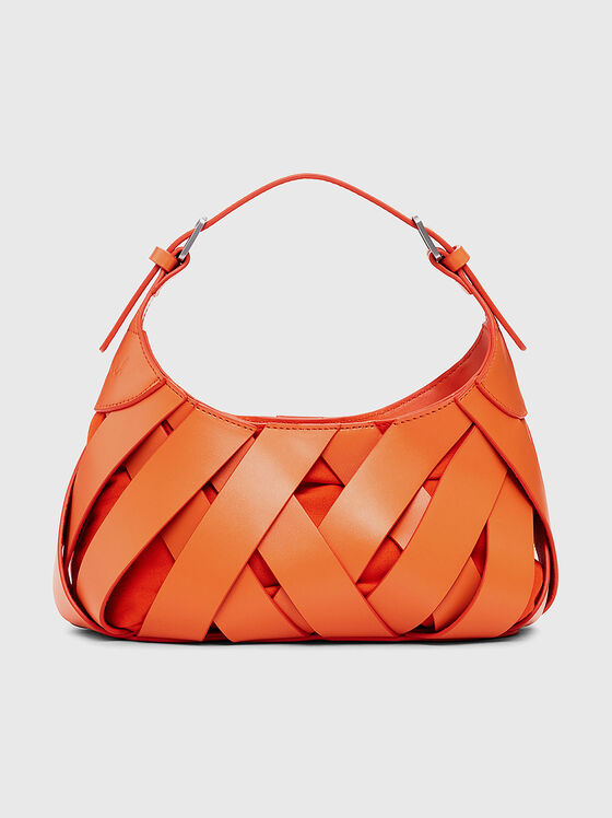 Чанта в оранжев цвят с преплетен ефект  - 1