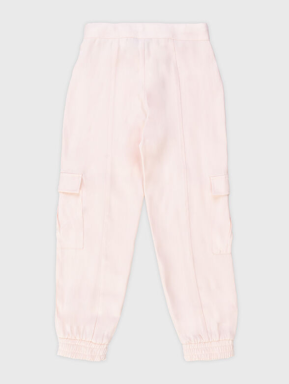 Satin effect trousers in pink  - 2